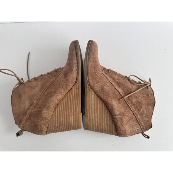 Lucky Brand Womens Bootie Size US 11M/EU 41 Honey Suede Lace Up Fall‎ Comfy READ - Picture 6 of 13